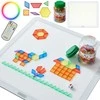 MASTERKIDZ Square LED Light Panel Colorful + Montessori Mosaic Blocks 140 pcs.
