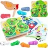 Tooky Toys TOOKY TOY Medinė Žaidimų Rinkinys 2w1 - Ištrauk Šliužus Vaikams