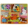 Tooky Toys Paimtas žaislinis medinis montessori dėlionės gyvūnų namas atitinka formas