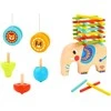 Tooky Toys Medinių vikrumo žaidimų rinkinys TOOKY TOY su drambliuku 46vnt