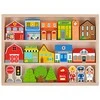Tooky Toys Paimtas žaislinis medinis pastatų komplektas ir „Figurines City“
