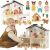 Tooky Toys TOOKY TOY medinis lėlių namelis su priedais ir šeima 20 vnt