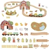 Tooky Toys TOOKY TOY medinis ūkio traukinių rinkinys 48 ​​vnt
