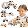 Viga Toys VIGA PolarB Wooden Car Transporter 3 Cars Driver 18m+