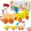 Medinis traukiamas žaislas ant virvelės Viga Chicken