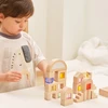 Viga Toys VIGA medinės konstruktoriaus kaladėlės su spalvotais langeliais 32 vnt.