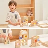 Viga Toys VIGA medinės konstruktoriaus kaladėlės su spalvotais langeliais 32 vnt.