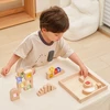 Viga Toys VIGA medinės konstruktoriaus kaladėlės su spalvotais langeliais 32 vnt.