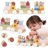 Viga Toys Medinis edukacinis pavasario traukinukas vaikams 18 dalių