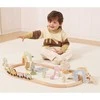 Viga Toys Medinis traukinys vaikams su bėgiais 62 dalių rinkinys