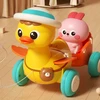 Traukiama geltona antytė su rožiniu triušiuku Woopie Baby
