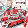 Žaislinė traukinių trasa su ugniagesių transporto priemonėmis | 92 detalės | Woopie