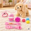 WOOPIE Interactive Brown Dog on a Leash with Accessories