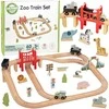 Medinė ZOO traukinių trasa WOOPIE Žalias XL 60vnt