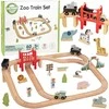Medinė ZOO traukinių trasa WOOPIE Žalias XL 60vnt