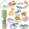 Medinė vėrimo dėlionė WOOPIE Žalias ZOO Montessori