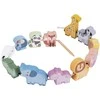 Medinė vėrimo dėlionė WOOPIE Žalias ZOO Montessori