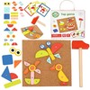 WOOPIE Žalias Wooden Nailing Hammer Puzzle 20 Patterns 82 Pieces FSC Certified
