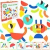 Medinė Montessori dėlionė WOOPIE Žalias 55vnt