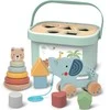 Woopie Tooky Toy Medinis žaislas 3in1: formų rūšiavimo dėžė su lokiu ir dramblio traukimo žaislu