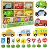 Woopie Žalias Medinės Transporto Priemonės ir Kelių Ženklų Rinkinys