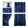 Naktinė užuolaida su žiedais AmeliaHome VELVET 140X270 cm, 1 vnt., spalva: tamsiai mėlyna
