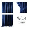 Naktinė užuolaida AmeliaHome VELVET 140X270 cm, 1 vnt., juosta/kabliukai, spalva: tamsiai mėlyna