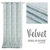 AmeliaHome Užuolaida su žiedais Velvet sidabrinių lapų raštu mėtinės spalvos