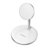 Belaidis įkroviklis CHOETECH, 15W, 2in1, magnetinis, baltas su stovu