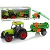 Lean Toys Elektrinis traktorius LeanToys su prikabinamu purkštuvu, žalias