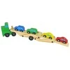 Lean Toys Medinis žalias vilkikas su žaisliniais automobiliais
