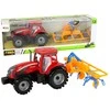 Czerwony Traktorius su frikciniu grėbliu Lean Toys