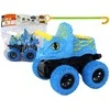 Žaislinis dinozauro automobilis Lean Toys, mėlynas/geltonas, 13x12x11,5 cm