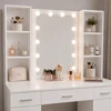 Lean Cosmetic Dressing Table with LED Mirror, Drawer Cabinets, Baltas, 141x114x39 cm
