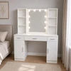 Lean Cosmetic Dressing Table with LED Mirror, Drawer Cabinets, Baltas, 141x114x39 cm