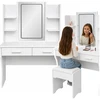 Lean Kosmetinis staliukas su LED veidrodžiu ir 2 stalčiais, baltas, 140 × 80 × 40 cm