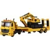 Žaislinis ardomas statybinio transporto transportavimo vilkikas su priedais Lean Toys, geltonas, 59x13,5x10,5 cm
