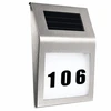 Lean Solar LED Wall Lamp with House Number Illuminated Stainless Steel