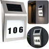 Lean Solar LED Wall Lamp with House Number Illuminated Stainless Steel