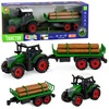 Lean Toys Žaislinis traktorius su dviejų ašių priekaba, frikcinė pavara, žalias, 35 x 10 x 7,5 cm