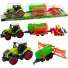 Lean Toys Traktorius su cisternos priekaba ir šienagrėbiu