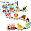 Lean Toys Medinis magnetinis traukinukas su vagonėliais