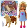 Lean Toys Lėlė su šunimi ir šuniukais, 13 cm