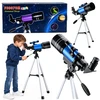 Lean Toys Astronomical Telescope for Kids with Tripod – Mėlyna, 150x Magnification