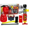 Lean Toys Ugniagesio rinkinys vaikams – gesintuvas, šalmas, kaukė ir priedai (raudonas)