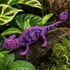 Lean Toys Chameleon Rubber Figurine Stretchable Realistic Violetinė Reptile 14 cm