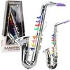 Lean Toys Vaikiškas muzikos instrumentas - saksofonas, sidabrinis, 8 spalvoti klavišai