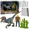 Lean Toys Rinkinys Dinosaur Hunter Figures Movabable Limbs Mesh Weapon Priedai