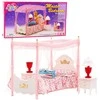 Lean Toys Lėlių miegamojo baldų komplektas su baldakimu