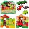 Lean Toys Dinozaurų Tematikos kaladėlės su Raidėmis ir Skaičiais, 91 vnt.
